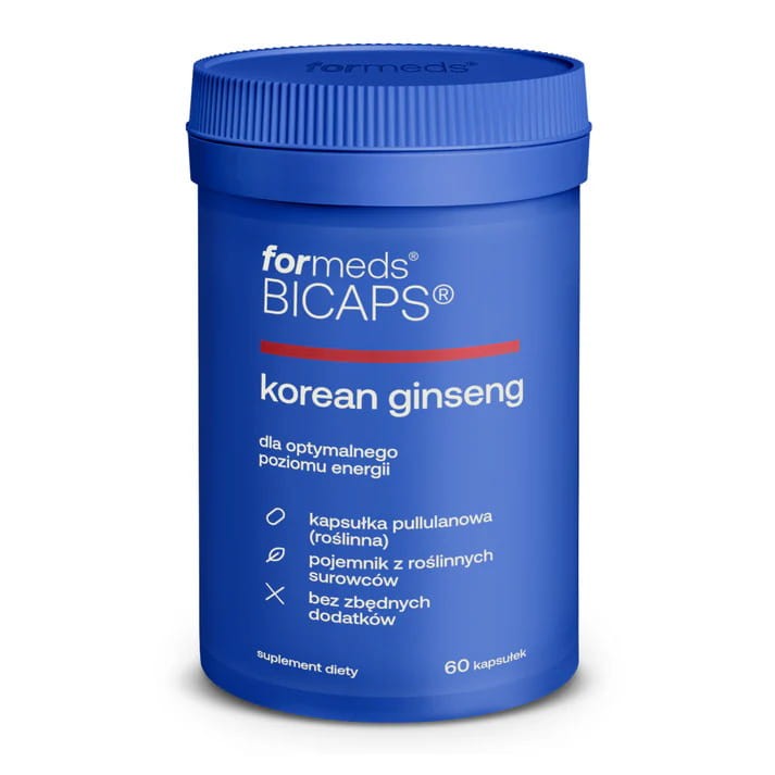 Formeds BICAPS korean ginseng  (żeń-szeń koreański) 60 kapsułek Vege wege wspomaga wspiera dobre samopoczucie dodaje energii