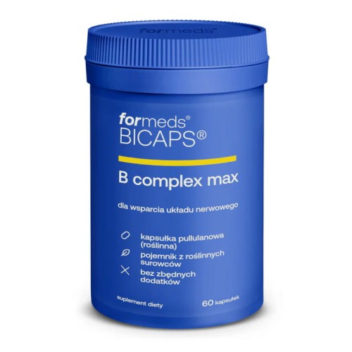 Formeds BICAPS B complex MAX + Betaina HCL (Kompleks Witamin z Grupy B) 60 kapsułek Vege Wspiera układ nerwowy