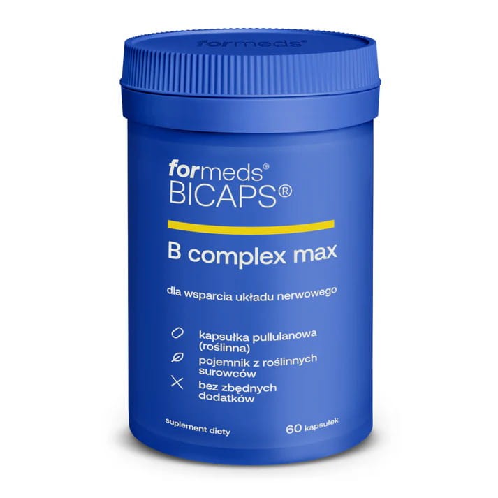 Formeds BICAPS B complex MAX + Betaina HCL (Kompleks Witamin z Grupy B) 60 kapsułek Vege Wspiera układ nerwowy