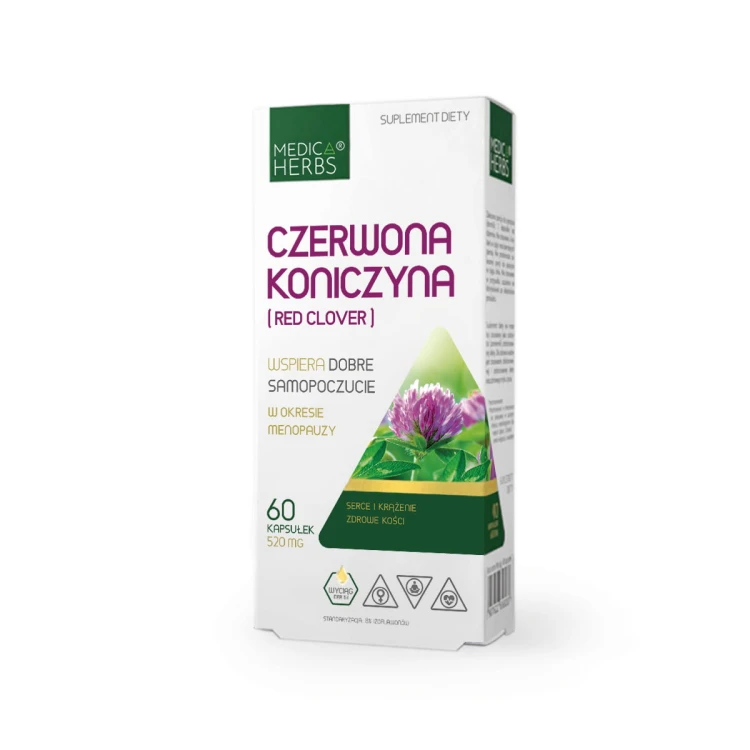 Medica Herbs Czerwona Koniczyna (Red Clover), 60 kapsułek, suplement diety dla kobiet w okresie menopauzy