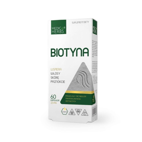 Medica Herbs Biotyna, 60 kapsułek, suplement diety wspierający włosy, skórę i paznokcie