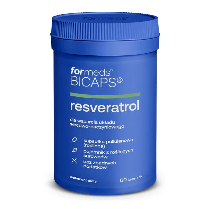 Formeds BICAPS resveratrol (Resweratrol) 60 kapsułek Vege wspiera układ sercowo-naczyniowy, obniża ciśnienie krwi