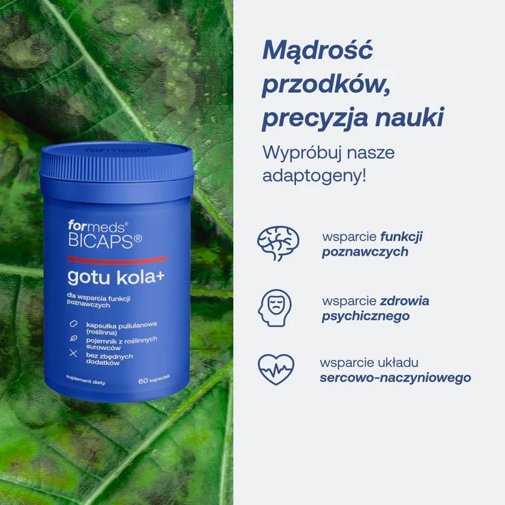 Adaptogeny Formeds BICAPS gotu kola+ 60 kapsułek Vege wspiera funkcje poznawcze