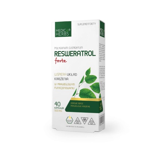 Medica Herbs Resweratrol Forte 500 mg, wyciąg z rdestowca japońskiego, 40 kapsułek