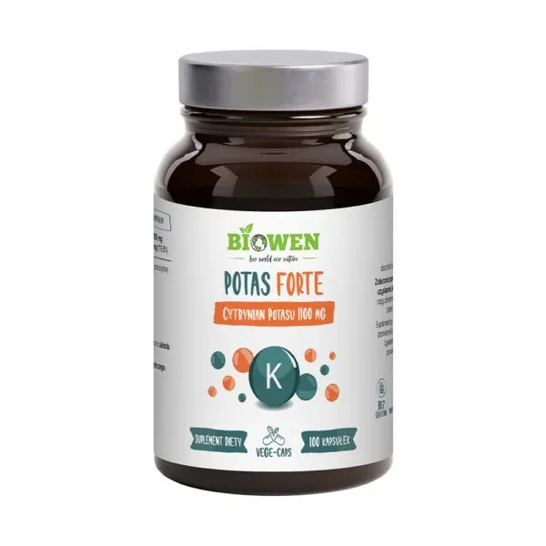 Biowen Potas Forte 1100 mg (cytrynian potasu) 100 kapsułek Vege wspiera układ nerwowy i mięśniowy