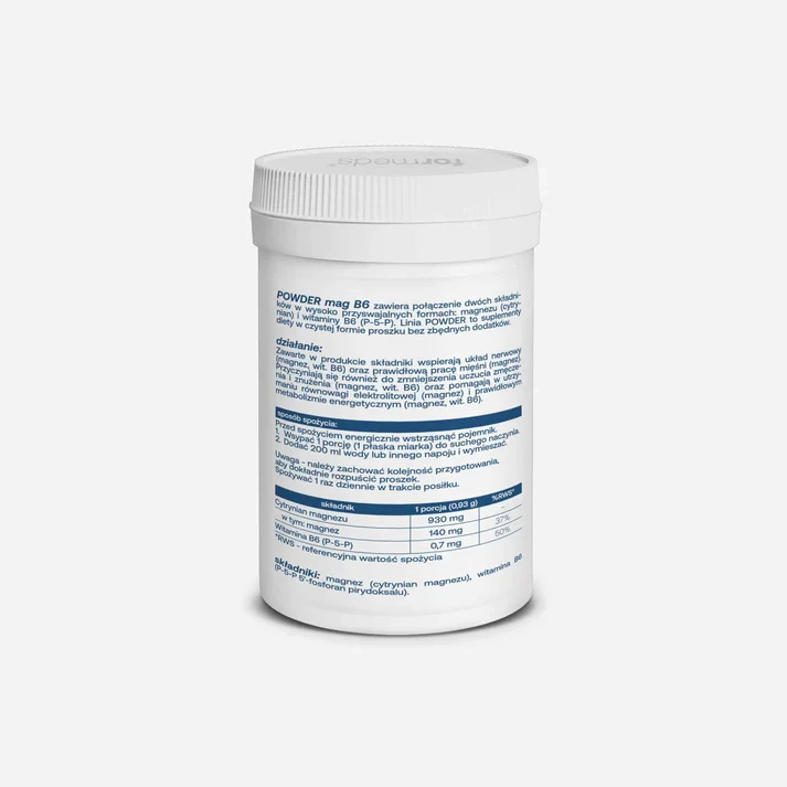 Formeds  POWDER mag B6 - magnez cytrynian połączony z B6 proszek 60 porcji Vege wege wspomaga wspiera układ nerwowy i mięśnie