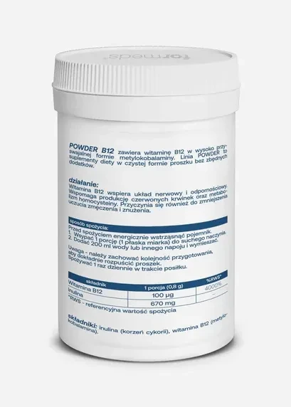 Formeds POWDER B12 Metylokobalamina proszek 60 porcji Vege wspiera układ nerwowy